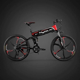 ZXL Bike ZXL Electric Mountain Bike, 26 inch Folding E-Bike with Super Lightweight Magnesium Alloy 6 Spokes Integrated Wheel, 21 Speed Gear，Premium Full Suspension
