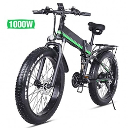 ZXL Folding Electric Mountain Bike ZXL Electric Mountain Bike1000w 13ah Urban Commuter Folding E-bike, 26 Inth 21 Speed Snow Bike Shimano1000w / 36v Removable Charging Lithium Battery Hydraulic Disc Brakes, Green