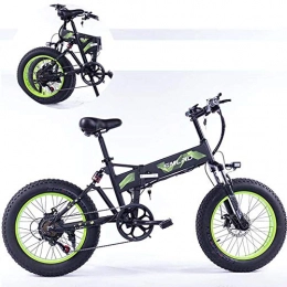 ZZQ Folding Electric Mountain Bike ZZQ Folding Electric Bike with 48V 10Ah Removable Lithium-Ion Battery 20 inch Ebike with 350W Motor and 7 Speed Gears Shifter, Green