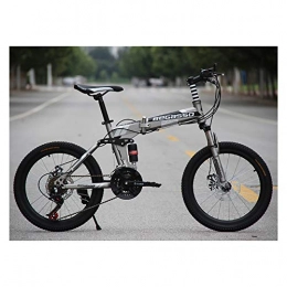 Link Co Folding Mountain Bike 20 * 15 Inch Folding Mountain Bike Double Shock Absorber Bicycle 21 Speed Disc Brakes Land Rover Speed Car, Gray