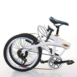 SHZICMY Folding Mountain Bike 20 Inch Carbon Steel Foldable Bicycle Small Unisex Folding Bicycle 7-Speed Variable Speed, Front V Brake And Rear Brake, Adult Portable Bicycle City Bicycle (white)