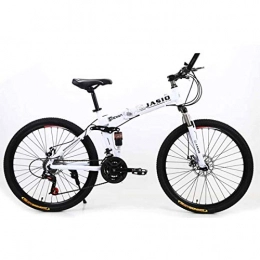 MYMGG Bike 21 Speed Folding Bicycle Men Or Women Mountain Bike 24 Inch Dual Disc Brake Bike, White, 21speeds