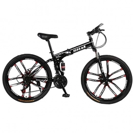 AI-QX Folding Mountain Bike 21-Speed Shimano BMX Foldable Adult Bike, 26-Inch Mountain Bike, Front And Rear Disc Brakes, Boys And Girls, Black