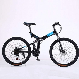 WSGYX Folding Mountain Bike 24 / 26 Inch Adult 30-speed Paint Lining, Y-type Shock-absorbing Folding Disc Brake, Variable Speed Mountain Bike, Adjustable Shock-absorbing Mountain Bike ( Color : Black , Size : 24 inch 30 speed )