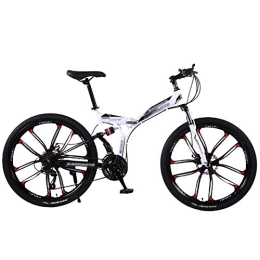 Allround Helmets Folding Mountain Bike 24. 26 Inch Folding Bike, Adult Mountain Bike with 10 Spoke Wheels and 21 * 24 * 27 Speed 51-7#Siamese finger shifting handle Full Suspension Anti-Slip Bicycle for Women, Men, Student D, 26in21Speed