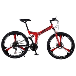 Allround Helmets Folding Mountain Bike 24 * 26 Inch Folding Mountain Bike, 21 * 24 * 27 Speed Adult Men and Women Teens MTB Foldable Bicycle 51-8# Siamese finger dial for Student Office Worker with Mechanical disc brake A, 26in27Speed
