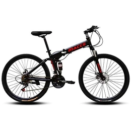 Allround Helmets Folding Mountain Bike 24 / 26 Inch Folding Mountain Bike, 21 / 24 / 27 Speed Double Shock High Carbon Steel Folding Outroad Bicycles Double Disc Brake Lightweight MTB Bicycle for Adults Women Men B, 24 inch 21 speed
