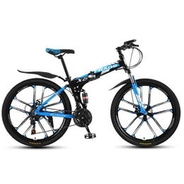 Allround Helmets Folding Mountain Bike 24 / 26 Inch Folding Mountain Bike, Adults Men and Women Steel frame (folding) MTB Bicycle 51-8 Siamese finger dial 21 / 24 / 27 Speed with Mechanical disc brake B, 24 inch 24 speed