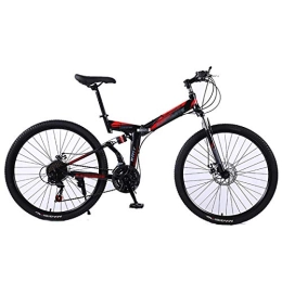 Allround Helmets Folding Mountain Bike 24 / 26 Inch Folding MTB Bike, 21 * 24 * 27 Speed Mountain Foldable Outroad Bicycles 51-8# Siamese finger dial High carbon steel frame Adult Mountain Bikes with Mechanical disc brake A, 24in21Speed