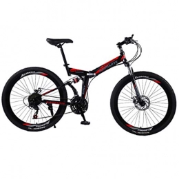 SPOCH Folding Mountain Bike 24 / 26 inch Mountain Bike, Fat Tire Foldable Bike Outroad Bicycles, Variable Speed Disc Brake, High Carbon Steel Road Bikes for Adults Students, B 21 Speed, 24 inch