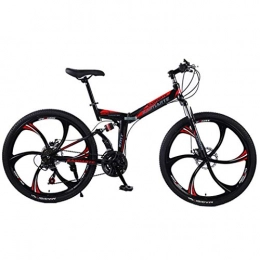 SPOCH Folding Mountain Bike 24 / 26 inch Mountain Bike, Fat Tire Foldable Bike Outroad Bicycles, Variable Speed Disc Brake, High Carbon Steel Road Bikes for Adults Students, D 21 Speed, 26 inch
