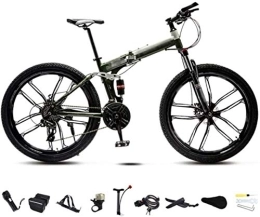 AYDQC Folding Mountain Bike 24-26 inch MTB Bicycle, Unisex Folding Commuter Bike, 30-Speed Gears Foldable Bicycle Bike, Double Disc Brake / Green / C Wheel / 24' 5-27 fengong