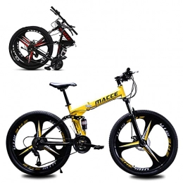 SHUI Bike 24 Inch Foldable Mountain Bike, 3-Spoke Anti-Slip MTB, Fashion Bicycle for Man / Woman / Teen, 21 / 24 / 27 Speed Optional Yellow-21sp