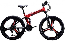 smilecstar Folding Mountain Bike 24 inch foldable sport 3 cutter wheel 21 speed Shimano derailleur with disc brake Bicycle folding bike made of carbon steel Youth bike-red