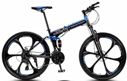 DPCXZ Bike 24 Inch Folding Bike Adult Mountain Bike with 21 Speed High Carbon Steel Framew, Anti-Slip Double Disc Brake Full Suspension Mountain Bicycle for Men &Amp; Women Outdoor Sports Blue, 24 inches