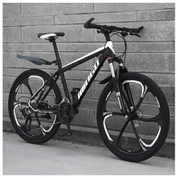 Wghz Folding Mountain Bike 24 Inch Mountain Bikes, Mens Women Carbon Steel Bicycle, 30-Speed Drivetrain All Terrain Mountain Bike with Dual Disc Brake, 21Vitesses, Black 6 Spoke