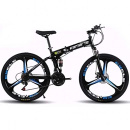 WJSW Folding Mountain Bike 24 Inch Overall Wheel 27 Speed Unisex Dual Suspension Folding Road Mountain Bikes (Color : Black)