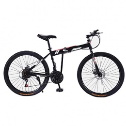 24 Inches Mountain Bike, for Men and Women Aluminum Frame Folding Bicycle, with Gear Mens Mountain Bicycle,Double Disc Brake, Double Shock-Absorbing Cross-Country Bicycle,blackred,27speed