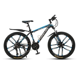 LLF Folding Mountain Bike 24Inches 21 / 24 / 27 / 30-speed Folding Variable-speed Mountain Bike, Men Women Universal Bicycles, Adult Off-road Mountain Bike, Double Shock-absorbing 10 Knife Wheels Student M(Size:21 speed, Color:Blue)