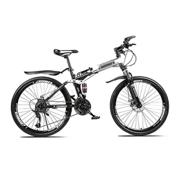 Kays Folding Mountain Bike 26" 21 / 24 / 27-Speed Hardtail Mountain Bike Carbon Steel Folding Frame For Boys Girls Men And Women Spoke Wheels Dual Suspension Bicycle With Lockable Shock-absorbing U-shaped(Size:21 Speed, Color:White)
