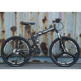 WZB Bike 26" / 26inch Folding Mountain Bike, 21 / 24 / 27 speed, Unisex, Steel Frame 6 Spokes Integrated Wheel, Premium Full Suspension, 5, 21speed