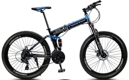 DPCXZ Folding Mountain Bike 26'' Folding Bike Multi Spokes, Full Suspension Mountain Bicycle with Dual Disc Brake Dual Disc Brake MTB Bike for Adult, Sports Outdoor Adult Bike Blue, 26 inches