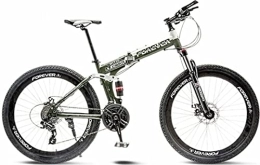 DPCXZ Folding Mountain Bike 26'' Folding Bike Multi Spokes, Full Suspension Mountain Bicycle with Dual Disc Brake Dual Disc Brake MTB Bike for Adult, Sports Outdoor Adult Bike Green, 24 inches