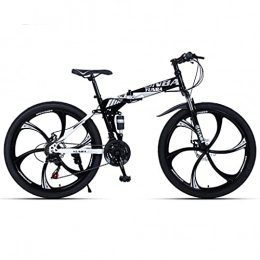 M-YN Folding Mountain Bike 26” Full Suspension Folding Mountain Bike 21 / 24 / 27 Speed Bicycle Men Or Women MTB Foldable Frame(Size:27speed, Color:white)