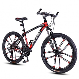 FXMJ Folding Mountain Bike 26 in Mountain Bike for Adults, 27 Speed MTB Bike Double Disc Brake Bicycles, Outdoor Racing Cycling, High Carbon Steel Frame (Red)