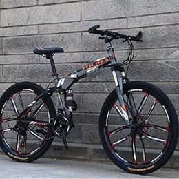 26 Inch 27 speed Mountain Bike Folding for Men And Women, Dual Full Suspension Bicycle High Carbon Steel Frame, Steel Disc Brake, Aluminum Alloy Wheel