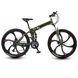 HWGNT Bike 26-Inch 27-Speed Six-Cutter Wheel Mountain Bike Folding Double Disc Brake Shock Absorber, Children