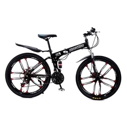 SABUNU Folding Mountain Bike 26 Inch Foldable Mountain Bike Carbon Steel 21 Speeds With Shock-absorbing Front Fork Foldable Men MTB Bicycle For Men Woman Adult And Teens, Multiple Colors(Color:black)