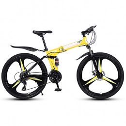 26 Inch Folding Mountain Bike, 21/24/27 Speed Road Bike, Male And Female Adult Bike, Shock Absorber Bike,Yellow,24 speed