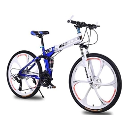 Allround Helmets Folding Mountain Bike 26 Inch Folding Mountain Bike, 24 / 27 Speed Adult Men Women MTB Bicycle Double Shock-Absorbing Disc Brake Folding Mountain Bike Male and Female Student Bicycle D, 26in24Speed