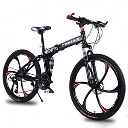 Allround Helmets Folding Mountain Bike 26 Inch Folding Mountain Bike, 24 / 27 Speed Adult Men Women MTB Bicycle Double Shock-Absorbing Disc Brake Folding Mountain Bike Male and Female Student Bicycle E, 26in24Speed