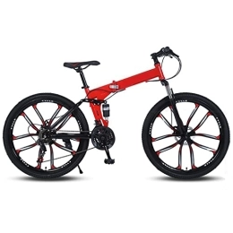  Folding Mountain Bike 26 Inch Folding Mountain Bike, Commuter Bike Suspension Fork City Bikes With Dual Disc Brakes Mountain Bike 21 / 24 / 27 Speed Full Suspension High-Carbon Steel MTB For Adults And Teens