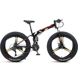 Bananaww Folding Mountain Bike 26 Inch Folding Mountain Bike with Full Suspension High Carbon Steel Frame, Mens Fat Tire Mountain Bik with 7 / 21 / 24 / 27 / 30 Speed, Double Disc Brake and 4-Inch Wide Knobby Tires