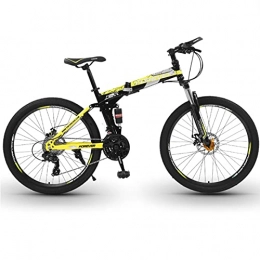 Great Folding Mountain Bike 26-Inch Mountain Bike, Folding Bicycle With Bicycle Front Bag / water Bottle Holder / flashlight Men Women Portable Bicycle, 21 / 24 / 27 / 30 Speed Front And Rear Double Shock Absorbe(Size:21 speed , Color:Green)