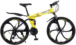 smilecstar Folding Mountain Bike 26 inch mountain bike folding bike folding bike Foldable mountain bike with variable speed Shimano 21 gear shift boys-men bike with front and rear fender-yellow