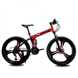 HUO FEI NIAO Bike 26 Inch Mountain Bike, Mountain Trail Bike High Carbon Steel Folding Outroad Bicycles, 21 / 24 / 27 Speed Dual Shock Dual Disc Brakes Mountain Bicycle, For Men And Women, ( Color : Red , Size : 24 speed )