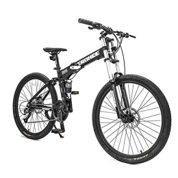 WJSW Bike 26 Inch Mountain Bikes, Adult 27-Speed Dual-Suspension Mountain Bike, Aluminum Frame Bicycle, Men's Womens Adjustable Seat Alpine Bicycle, Black, Foldable