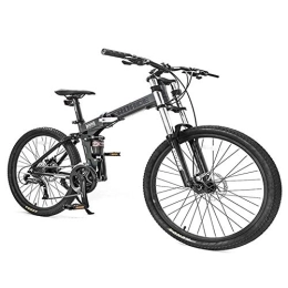 WJSW Folding Mountain Bike 26 Inch Mountain Bikes, Adult 27-Speed Dual-Suspension Mountain Bike, Aluminum Frame Bicycle, Men's Womens Adjustable Seat Alpine Bicycle, Green, Foldable