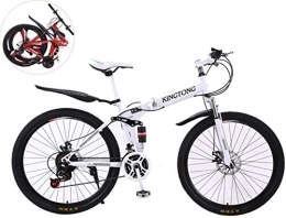 AYDQC Bike 26 Inches Double Shock Absorption Foldable Bicycle, Unisex High-Carbon Steel Variable Speed Mountain Bike 6-11, White, 26in (27 Speed) fengong (Color : White)