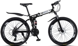 DPCXZ Folding Mountain Bike 26 Inches Folding Bike, 21-Speed Spoke Wheel Full Suspension Mountain Bicycle with Dual Disc Brake Mountain Bike for Adult Men &Amp; Women Black, 26 inches