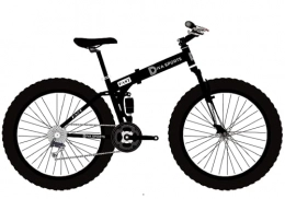 Diva Group Folding Mountain Bike 26“ Thick Wheel Mountain Bike, Adult Fat Tire Mountain Trail Bike, 21 Speed Bicycle, High-carbon Steel Frame Dual Full Suspension Dual Disc Brake (Black)