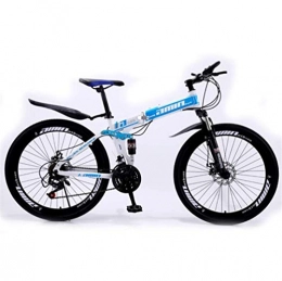 WJSW Folding Mountain Bike 260inch Wheel Folding Mountain Bicycle Bike, Sports Leisure Off Road Bike For Adults (Color : Blue, Size : 27 speed)