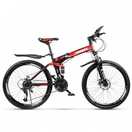 WJSW Folding Mountain Bike 260inch Wheel Folding Mountain Bicycle Bike, Sports Leisure Off Road Bike For Adults (Color : Red, Size : 30 speed)