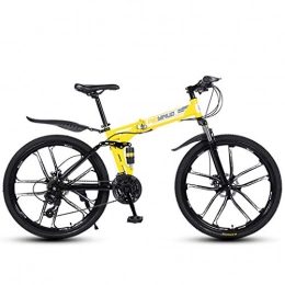 26In 24-Speed Mountain Bike for Adult, Lightweight Aluminum Full Suspension Frame, Suspension Fork, Disc Brake,Yellow,E