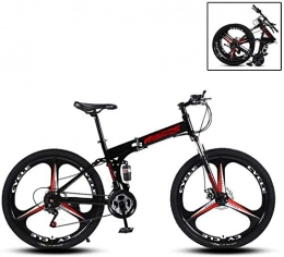 SAFT Folding Mountain Bike 26inch Mountain Bike Adult Folding MTB, 27 Speed Bicycle Double Disc Brakes Double Shock Absorption Outdoor Riding (Color : Black, Size : 24inch)