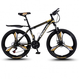 Dsrgwe Folding Mountain Bike 26inch Mountain Bike, Hardtail Carbon Steel Frame Bicycle, Dual Disc Brake and Front Suspension, Mag Wheels, 24 Speed (Color : Gold)
